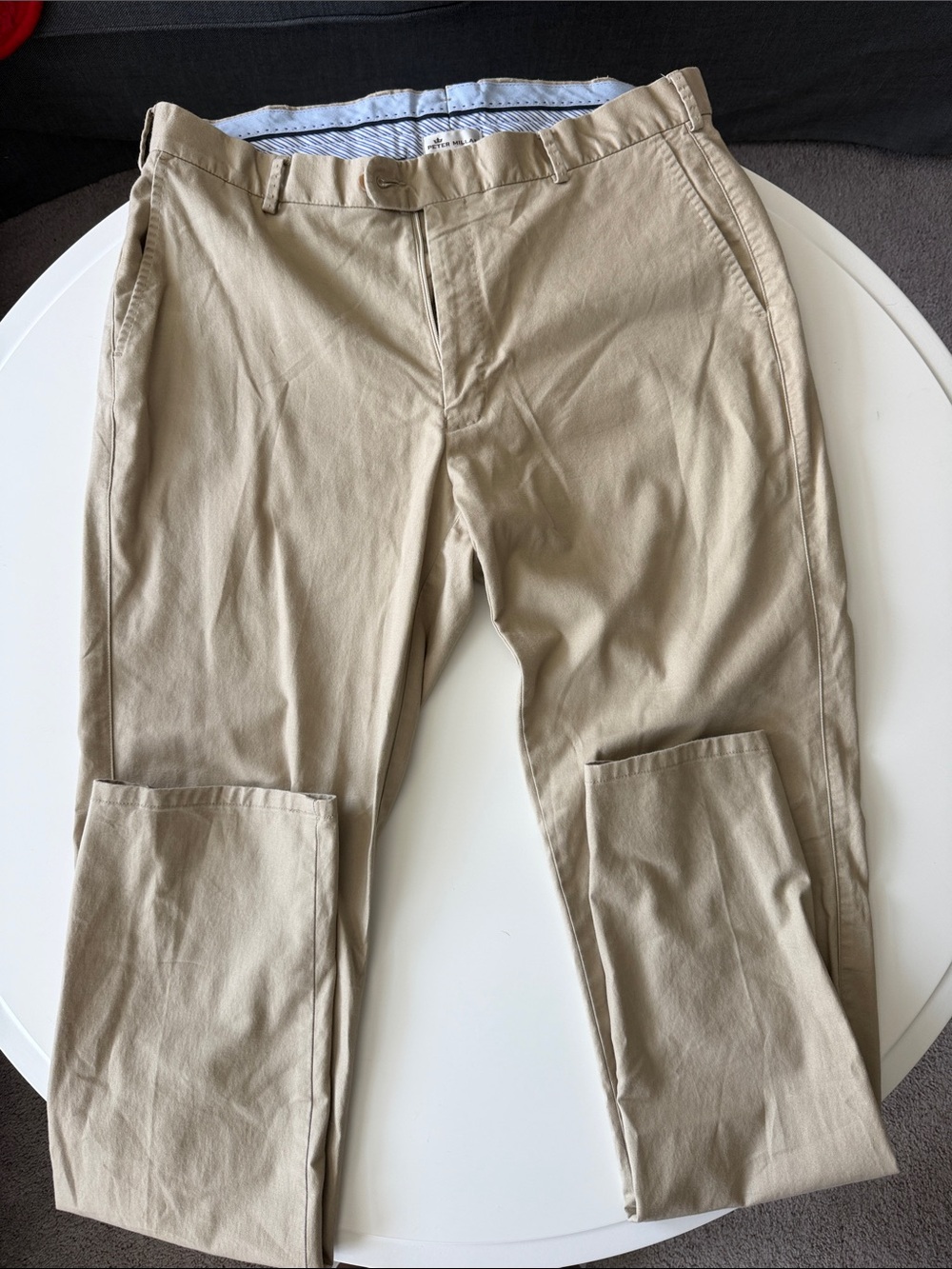 Peter Millar Men's Khaki Flat-Front Chinos